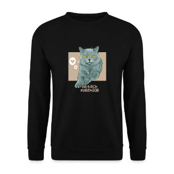 Chat britannique à poil court - Sweat-shirt Unisexe - noir - Devant - Alina (178cm) & Michal (187cm)