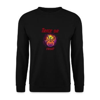 Halloween Kürbis - Unisex Pullover - Schwarz - Vorne - Alina (178cm) & Michal (187cm)