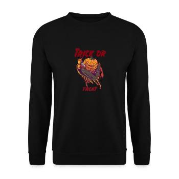 Helloween Kürbis Serienkiller - Unisex Pullover - Schwarz - Vorne - Alina (178cm) & Michal (187cm)