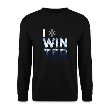 J’aime l’hiver, la neige, le froid et le bonhomme de neige - Sweat-shirt Unisexe - noir - Devant - Alina (178cm) & Michal (187cm)