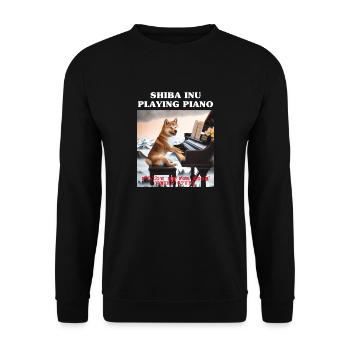 SHIBA INU PIANO - Unisex Sweatshirt - black - Front - Alina (178cm) & Michal (187cm)