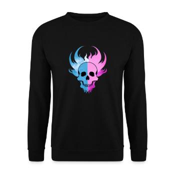 Feu Crâne Fumée Rose Squelette Flammes 4 - Sweat-shirt Unisexe - noir - Devant - Alina (178cm) & Michal (187cm)