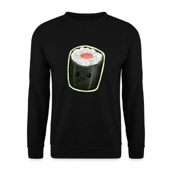 Maki Sushi Roll with kawaii face Illustration - Unisex Pullover - Schwarz - Vorne - Alina (178cm) & Michal (187cm)