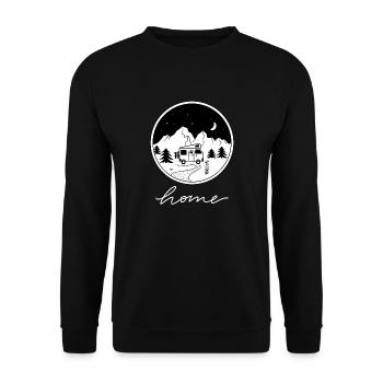Camping Spruch Home - Unisex Pullover - Schwarz - Vorne - Alina (178cm) & Michal (187cm)