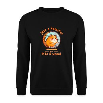 Hamsterrad Hamster Routine Job 9to5 Arbeit - Unisex Pullover - Schwarz - Vorne - Alina (178cm) & Michal (187cm)