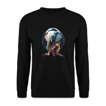 Cute elephant as astronaut - Unisex Sweatshirt - black - Front - Alina (178cm) & Michal (187cm)