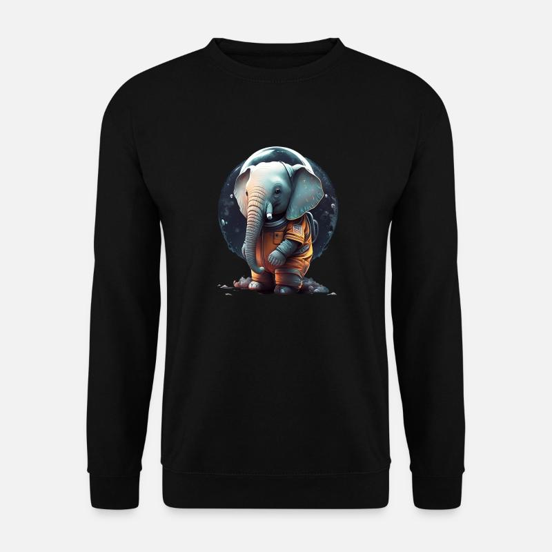 Süßer Elefant als Astronaut - Unisex Pullover - Schwarz