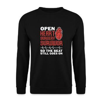 Survivant d’une opération à cœur ouvert pour que le rythme continue - Sweat-shirt Unisexe - noir - Devant - Alina (178cm) & Michal (187cm)