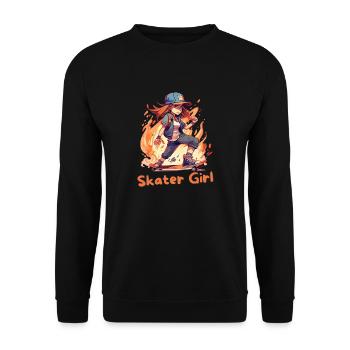 Adolescente sur Skateboard Skater Skater Girl Shirt - Sweat-shirt Unisexe - noir - Devant - Alina (178cm) & Michal (187cm)