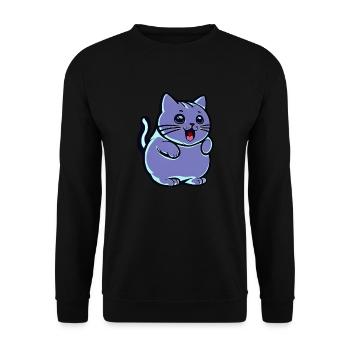Niedliche blaue Katze - Unisex Pullover - Schwarz - Vorne - Alina (178cm) & Michal (187cm)