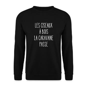 les ciseaux à bois la caravane passe - Sweat-shirt Unisexe - noir - Devant - Alina (178cm) & Michal (187cm)