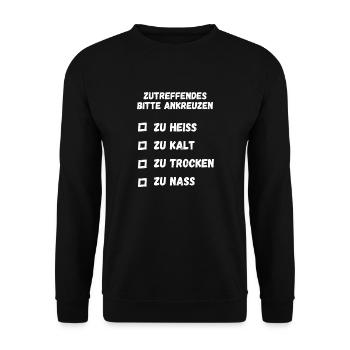 Allwetter T-Shirt - zu heiß , kalt, trocken, naß - Unisex Pullover - Schwarz - Vorne - Alina (178cm) & Michal (187cm)