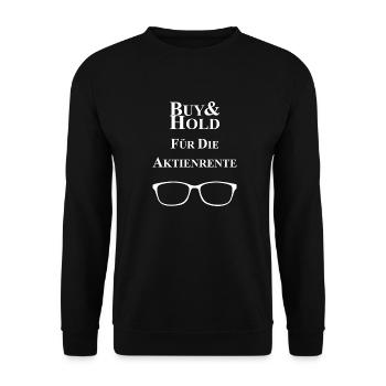 BUY AND HOLD FÜR DIE AKTIENRENTE - Unisex Pullover - Schwarz - Vorne - Alina (178cm) & Michal (187cm)