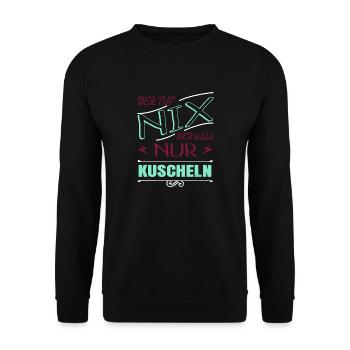großkatze hauskatze meerkatze zitat seekatze spaß - Unisex Pullover - Schwarz - Vorne - Alina (178cm) & Michal (187cm)