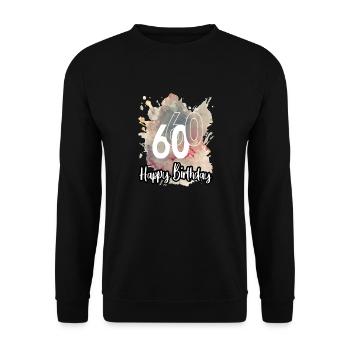 Geburtstag 60 Jahre Splash Grunge Neon Farbklecks - Unisex Pullover - Schwarz - Vorne - Alina (178cm) & Michal (187cm)