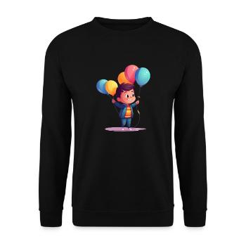 Joyful Kid with Colorful Balloons - Unisex Sweatshirt - black - Front - Alina (178cm) & Michal (187cm)