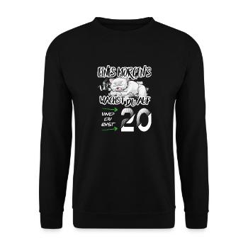 Geburtstag 20 Aufwachen Bär Hund Tiere Niedlich - Unisex Pullover - Schwarz - Vorne - Alina (178cm) & Michal (187cm)