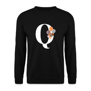 Buchstabe q Geburtstagsballon - Unisex Pullover - Schwarz - Vorne - Alina (178cm) & Michal (187cm)