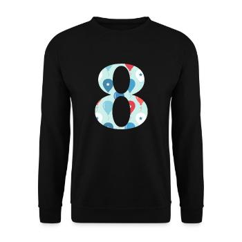 Ballon zum 8-jährigen Jubiläum - Unisex Pullover - Schwarz - Vorne - Alina (178cm) & Michal (187cm)