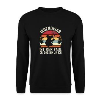 Irgendwas ist hier Faul OH DAS BIN JA ICH - Unisex Pullover - Schwarz - Vorne - Alina (178cm) & Michal (187cm)