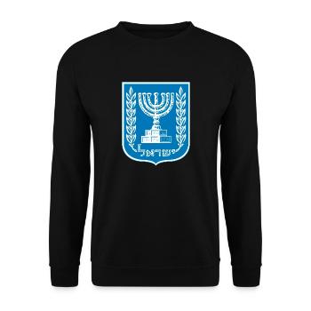 Menora Der siebenarmige Leuchter, Israel Judentum - Unisex Pullover - Schwarz - Vorne - Alina (178cm) & Michal (187cm)