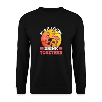 Flamingo Federvögel trinken zusammen und sagen - Unisex Pullover - Schwarz - Vorne - Alina (178cm) & Michal (187cm)