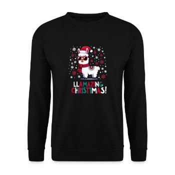 Llamazing Weihnachten Dunkles Design - Unisex Pullover - Schwarz - Vorne - Alina (178cm) & Michal (187cm)