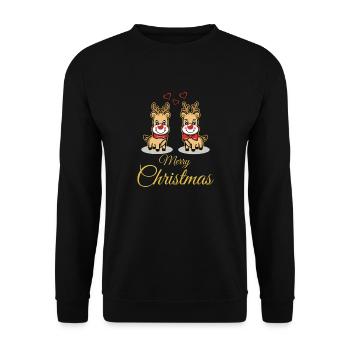 Merry Christmas - Unisex Pullover - Schwarz - Vorne - Alina (178cm) & Michal (187cm)