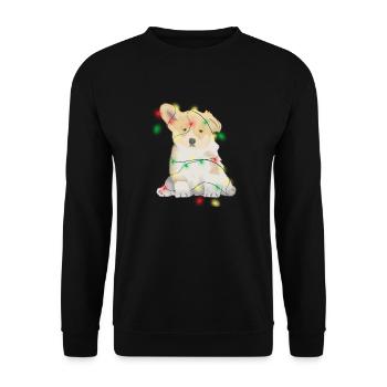 Weihnachtlicher lustiger Hund - Unisex Pullover - Schwarz - Vorne - Alina (178cm) & Michal (187cm)