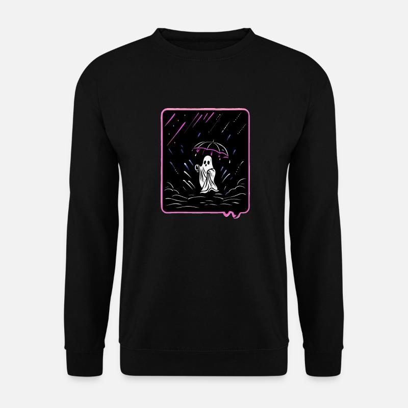 Sødt spøgelse med paraply i regnvejrsstil - Unisex sweater - sort