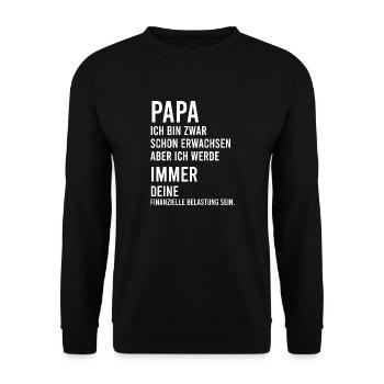 Papa ich bin zwar schon erwachsen ... - Unisex Pullover - Schwarz - Vorne - Alina (178cm) & Michal (187cm)