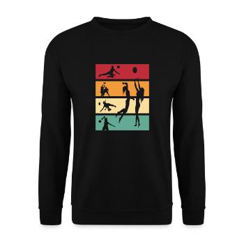 Volleyball Retro Volleyballer Ballsport - Unisex Pullover - Schwarz - Vorne - Alina (178cm) & Michal (187cm)