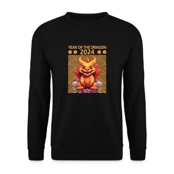 Year Of The Dragon Happy Chinese New Year 2024 - Unisex Pullover - Schwarz - Vorne - Alina (178cm) & Michal (187cm)