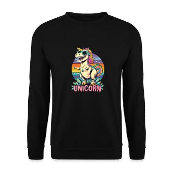 T-Rex Unicorn with Sunglasses - Unisex Sweatshirt - black - Front - Alina (178cm) & Michal (187cm)