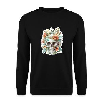 Human Skull & Flowers 10 - Unisex Sweatshirt - black - Front - Alina (178cm) & Michal (187cm)
