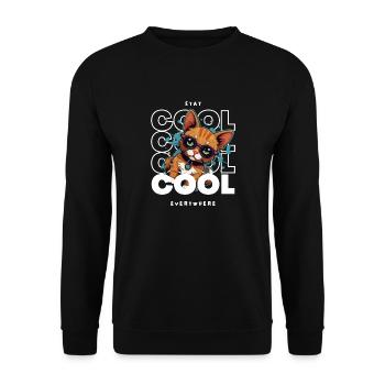 Stay Cool Cat Design - Unisex Sweatshirt - black - Front - Alina (178cm) & Michal (187cm)