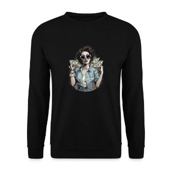 Schöne weibliche Malkunst Gesicht bunte Frau - Unisex Pullover - Schwarz - Vorne - Alina (178cm) & Michal (187cm)