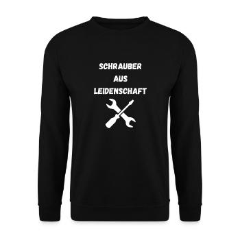 Schrauber aus Leidenschaft Handwerker T-Shirt - Unisex Pullover - Schwarz - Vorne - Alina (178cm) & Michal (187cm)