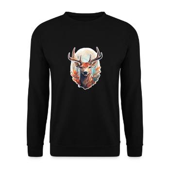 Tête de cerf - Sweat-shirt Unisexe - noir - Devant - Alina (178cm) & Michal (187cm)
