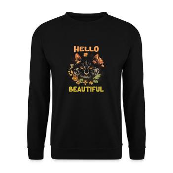 Katze schöne stilvolle Frauen bunte Kunst Kunst - Unisex Pullover - Schwarz - Vorne - Alina (178cm) & Michal (187cm)