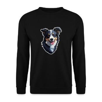 Border Collie - Unisex Pullover - Schwarz - Vorne - Alina (178cm) & Michal (187cm)