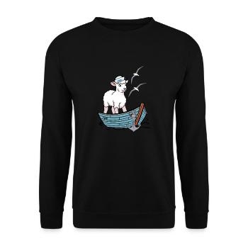 Moin maritim Schaf Boot Schafe Küste Boot - Unisex Pullover - Schwarz - Vorne - Alina (178cm) & Michal (187cm)