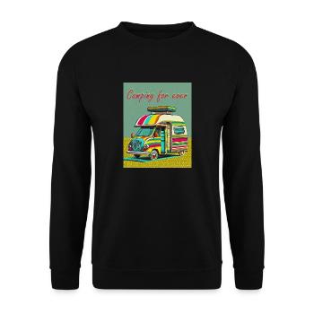 Camping für immer - Unisex Pullover - Schwarz - Vorne - Alina (178cm) & Michal (187cm)