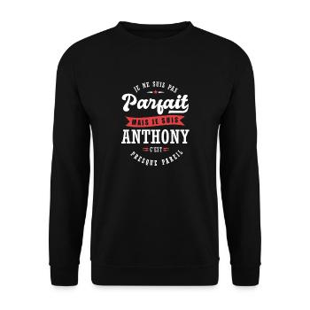 Anthony Parfait Cadeau prenom anthony - Sweat-shirt Unisexe - noir - Devant - Alina (178cm) & Michal (187cm)
