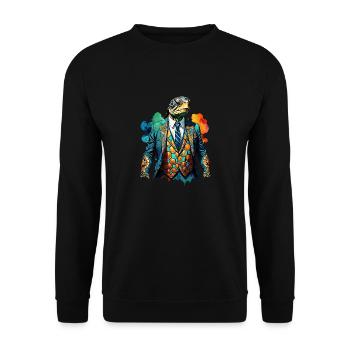 Turtle in a suit - Unisex Sweatshirt - black - Front - Alina (178cm) & Michal (187cm)