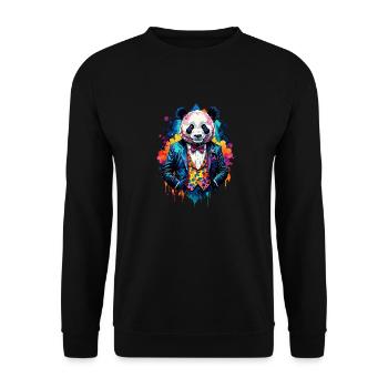 Panda in a suit - Unisex Sweatshirt - black - Front - Alina (178cm) & Michal (187cm)