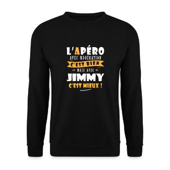 Jimmy Cadeau Humour personnalisé cadeau jimmy - Sweat-shirt Unisexe - noir - Devant - Alina (178cm) & Michal (187cm)