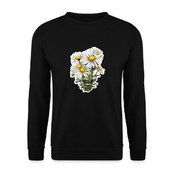 Kamille 6 Blüten - Unisex Pullover - Schwarz - Vorne - Alina (178cm) & Michal (187cm)