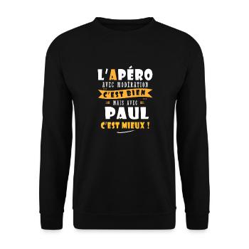 Paul Cadeau Humour personnalisé cadeau paul - Sweat-shirt Unisexe - noir - Devant - Alina (178cm) & Michal (187cm)