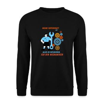T-shirt Superpower Mechanic : Fix It All - Sweat-shirt Unisexe - noir - Devant - Alina (178cm) & Michal (187cm)